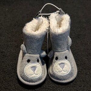 Cozy Gray Bear Kids Booties